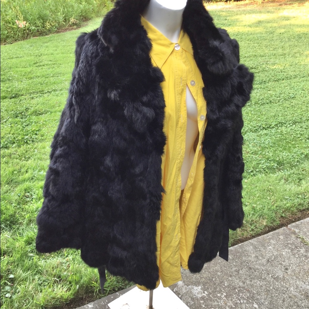 Rabbit fur coat black